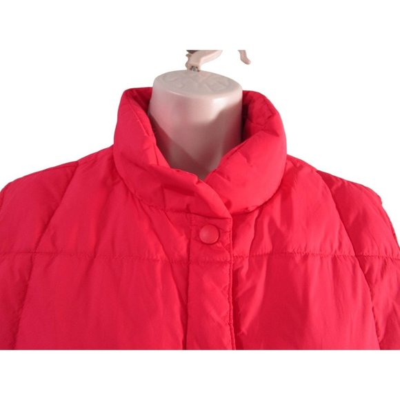 Lipstick Red Down Feather Quilted Puffer Vest Lands End Large Snap Up GUC - Picture 4 of 16